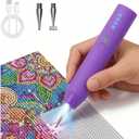 Wireless Vacuum Diamond Art Pen with Light, Long-Lasting Rechargeable Diamond Painting Pen With Extra Tips for Painting Accessories, Low Noise for DIY Craft Lover