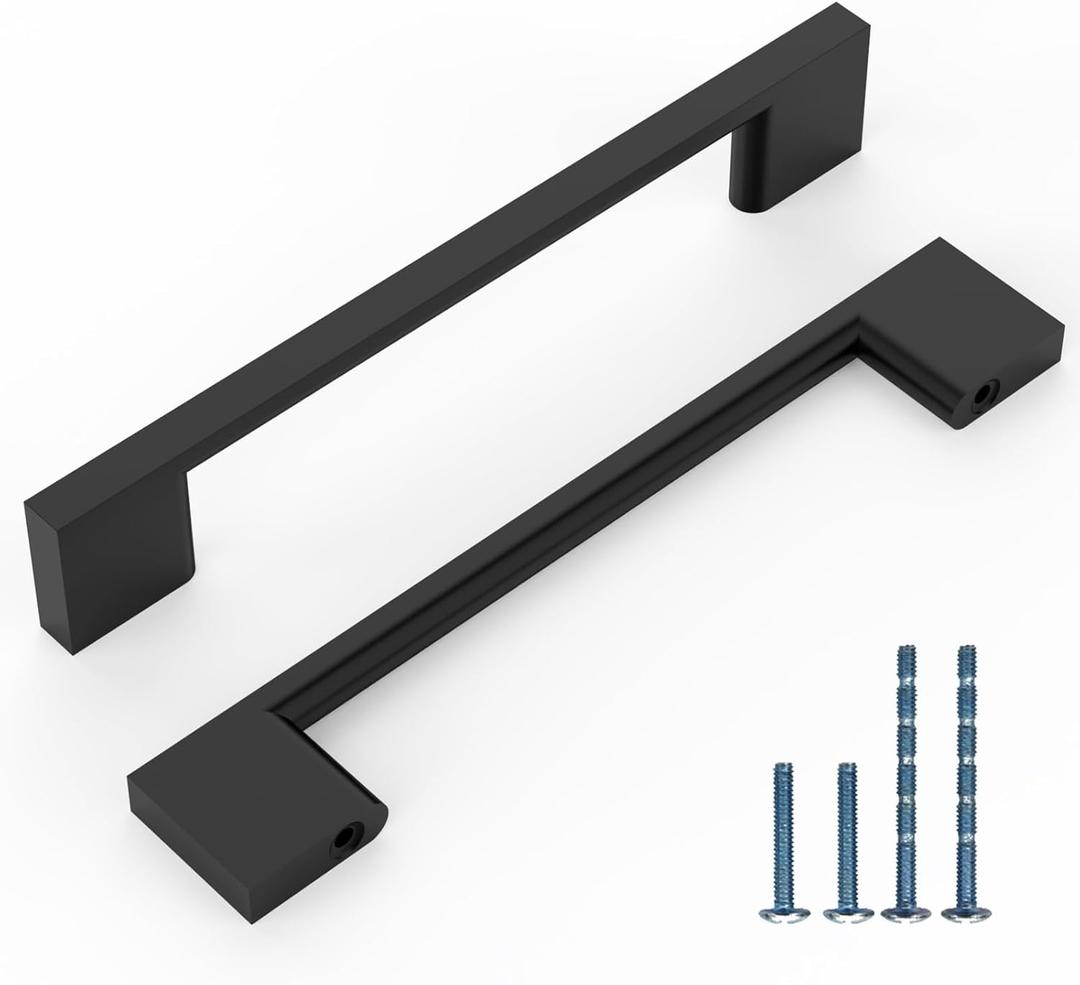 10 Pack 5 Inch(128mm) Kitchen Cabinet Handles Matte Black Cabinet Pulls Kitchen Cabinet Hardware Drawer Pulls for Cupboard Wardrobe