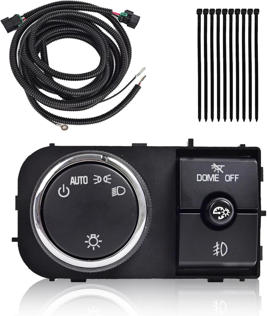 25858705 Headlight Switch Dimmer Switch and Fog Light Wiring Harness Compatible with 2007-2014 Silverado Suburban Tahoe GMC Sierra Yukon XL 15096895 1527J 19170439