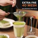 4 x 3.5 Inch Fine Mesh Strainer with Handle and Scoop  Stainless Steel Mini Sieve for Tea, Coffee, Flour, Juice, Matcha, Egg, Cocktail, Baking  Rustproof Kitchen Filter Tool