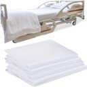 Peryiter 4 Pcs Fitted Hospital Bed Sheets Polyester and Cotton Hospital Bed Fitted Sheets White Soft and Comfy Single Bed Sheets for Hospital Bed, 36" x 80" x 9.5"