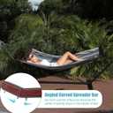 TegerDeger 12FT 2 Person Hammock Large Hammock Quick Dry 450LB Capacity with V Shaped Hardwood Spreader Bar & Nylon Rope for Outside, Patio, Garden, Backyard, Beach, Poolside - Brown Stripes