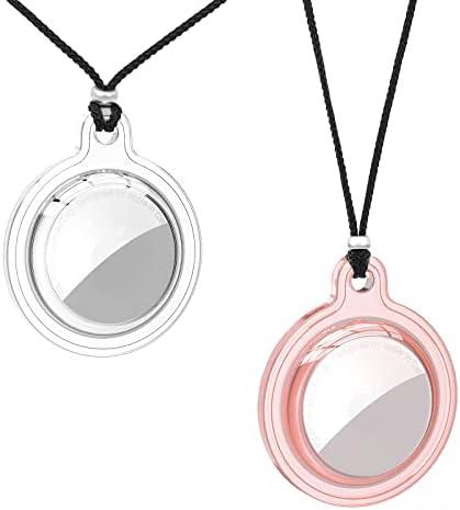 2 Pack AirTag Necklace Holder Silicone Case – Waterproof, Full Screen Protector, Adjustable, Removable Pendant, Compatible with Apple AirTag for Kids & Adults