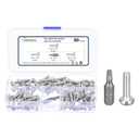 METALLIXITY Pan Head Torx Security Screw Bolts (M4-0.7x16mm) 80pcs, Button Torx Head Machine Screw 304 Stainless Steel with One Bit - for Furniture Woodworking Project, Silver Tone
