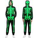 Spooktacular Creations Skeleton Costume Adult Women, Glow in the Dark Costume, Plush Skeleton Zippered Hoodie for Halloween Dress Up Parties-XL