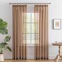 Pinch Pleat Mocha Sheer Curtains 90 Inch Length for Bedroom Soft Touch Light Filtering Lightweight Pleated Drapes with Adjustable Hooks for Living Room, Mocha Moose, 42" W x 90" L, 2 Panels
