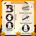 3 x Halloween Door Decorations Halloween Wreath Cute Ghost Decor Boo Sign Bat Spider Web Wooden Front Door Hanger Ghost Hanging Sign Wreath for Wall Indoor Home Decor
