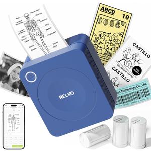 Nelko Sticker Printer, PM230 Print Pod Mini Bluetooth Portabel Sticker Maker with 3 Rolls Paper, Print Pods Mini Printer with Multiple Templates for Phone & Tablet, Blue