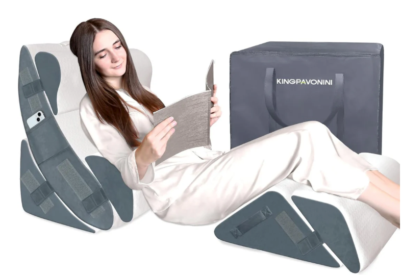 KingPavonini® 6PCS Orthopedic Bed Wedge Pillow for Sleeping (White, 24'' W)
