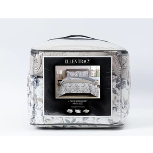 ELLEN TRACY 4 Piece Bedding Set King size. 1 Comforter 104×90 inch, 2 Comforter Shams 20×36 inch, 1 Quilt 104×90 inch