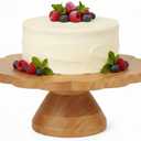 Mela Artisans Wooden Cake Stand 12 Inch | Natural Finish Mango Wood Pedestal Riser | Footed Cupcake & Dessert Stand | Multipurpose Cake Display for Home Decor | Dining Table | Pastries