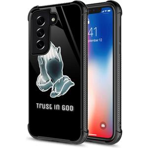 CARLOCA Compatible with Samsung Galaxy S21 Case,Trust in God Jesus Religion Identity Graphic Design Shockproof Anti-Scratch Hard Acrylic Case for Samsung Galaxy S21