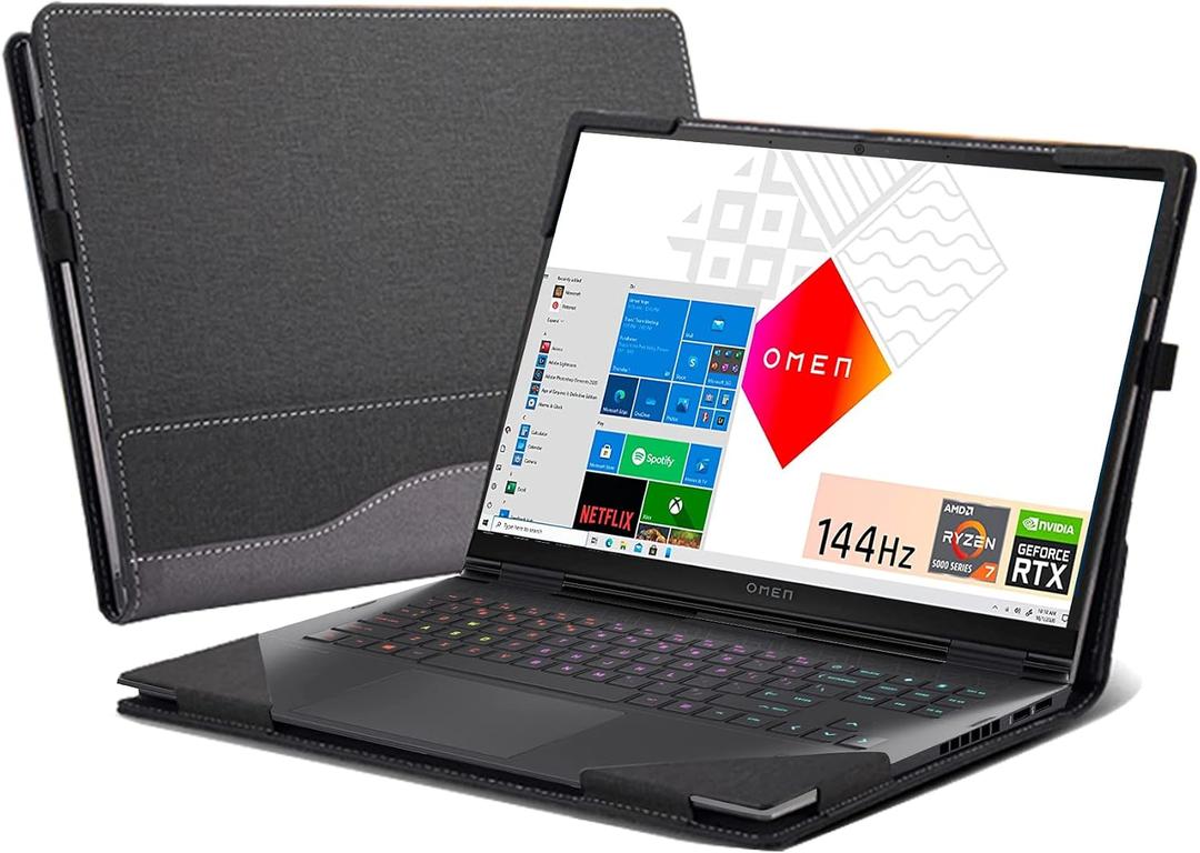 Laptop Cover for HP OMEN 16 16.1"(16t-k000/ 16t-b100/16-n0797nr/16zn000/16-k0797nr/16zn000) PU Leather Detachable Cover (16.1-Gray)