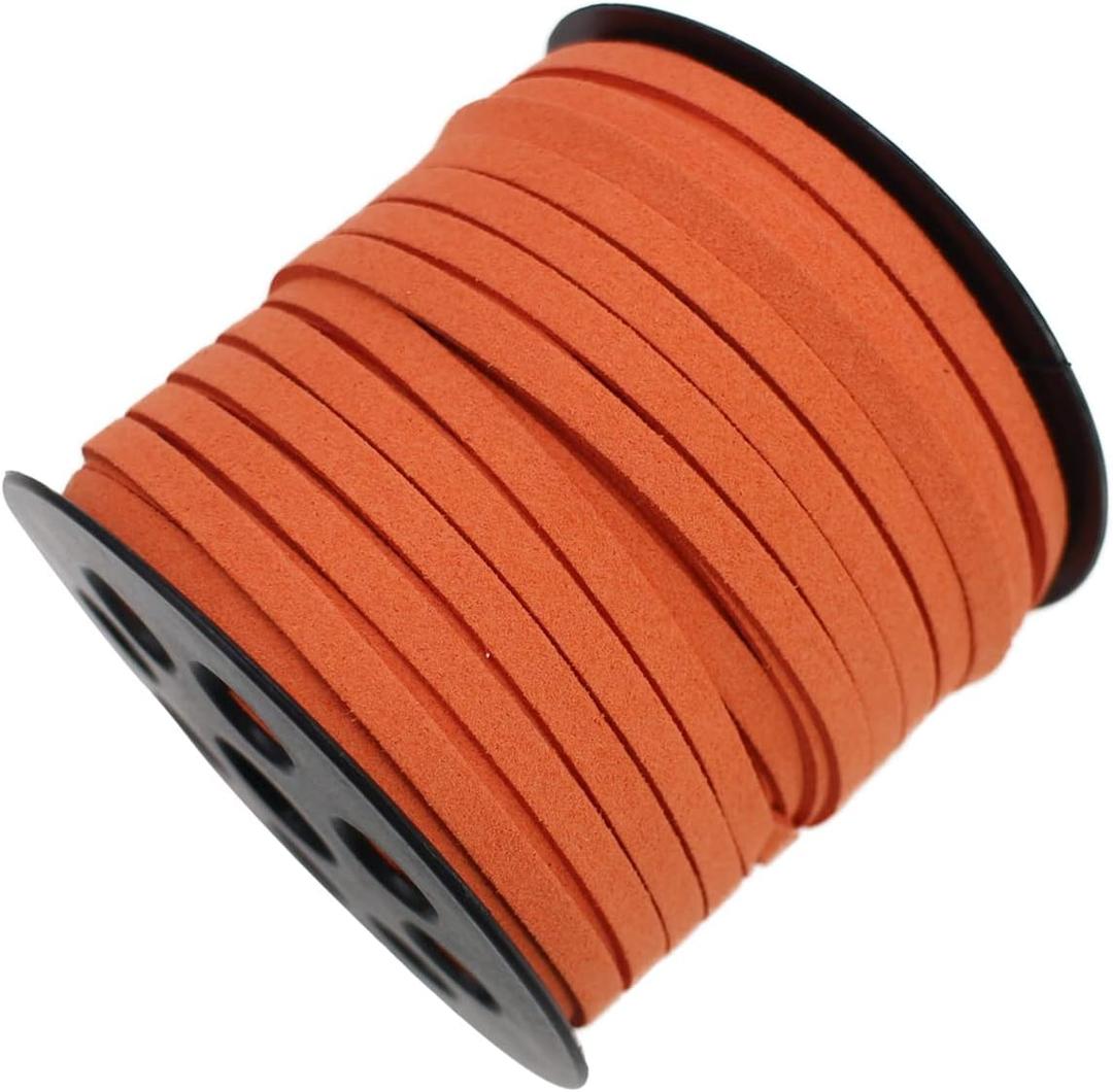 Orange Faux Leather Cord for Jewerly Making 5mm 40 Yards Suede Cord Necklace String Thin Leather Lace Velvet Lace Craft Cord for Bracelet-Choker-DIY Projects