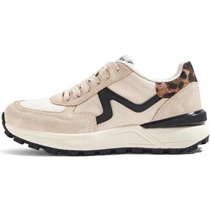 LUCKY STEP Women's Retro Fashion Casual Sneakers Colorblock Platform Classic Trendy Trainning Anti-Slip Tennis Travel Walking Shoes (9, Beige)