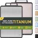 Titanium Cutting Boards for Kitchen Non Toxic Chopping Board with Handle Large Big Small Kitchen Meat Butcher Block 2 in 1 Pure Titanium and Wheat Straw PP Not Wood Bamboo Plastic Teak Beige