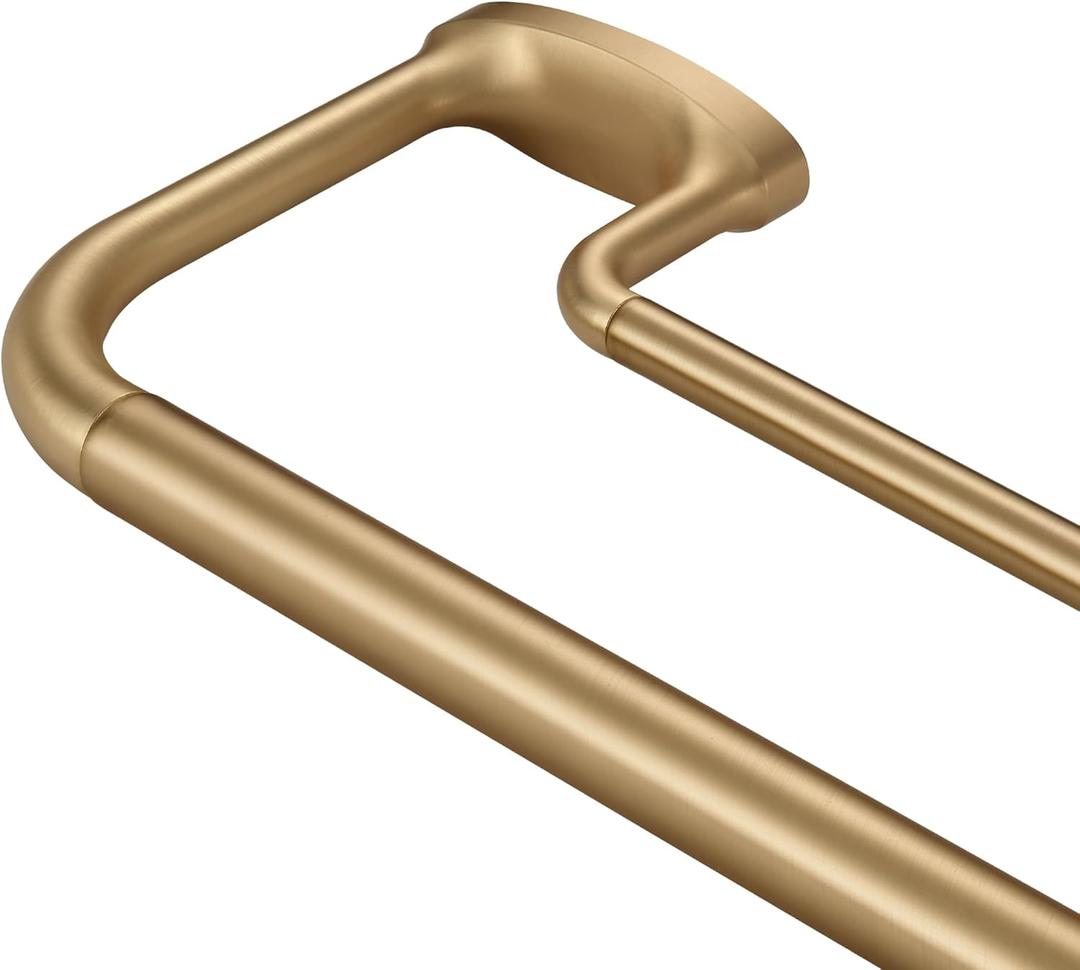 Double Curtain Rods, Wrap Around Curtain Rod for Windows, Internal Splicing 1'' Front and 5/8'' Back Adjustable Curtain Rod with Aluminum Finials and Brackets (Warm Gold, 28-56")