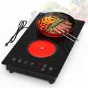 VBGK Electric Cooktop,110V 2100W Electric Stove Top with LED touch Control,9 Power Levels, Kids Lock & 4H Timer,Overheat Protection stove,12 Inch 2 burner cooktop