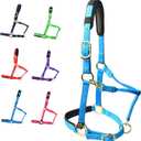 T TEKE Adjustable Horse Halters by Heavy Duty Soft Nylon, Padded with Anti-rubbing Waffle Neoprene on Both Crown & Nose ((XL), Blue)