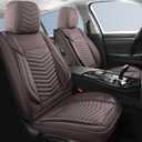 Car Seat Covers Front Pair,Breathable and Waterproof Leather Automotive Front Seat Covers,Universal Anti-Slip Seat Covers for Cars SUV Truck Sedan (Style1, 2 PCS Front Seat, Brown)