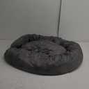 KASENTEX Dog Bed, Round Dog Beds for Large Dogs, Donut Dog Bed and Cat Bed Anti Slip & Machine Washable - Grey 36x36 Inches