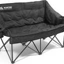 Huskfirm Double Camping Chair Padded Camping Chairs Heavy Duty 2 Person Camping Chair Oversized Loveseat Camping Chair with Cup Holders Camping Couch Support 800LBS, Black