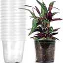 RAOOKIF 1 Gallon Pots with Drainage Holes, 7 Inch Clear Nursery pots, 1 Gallon Plastic Plant Pots for Seedlings, Clear Seed Starters, and Flower Planting