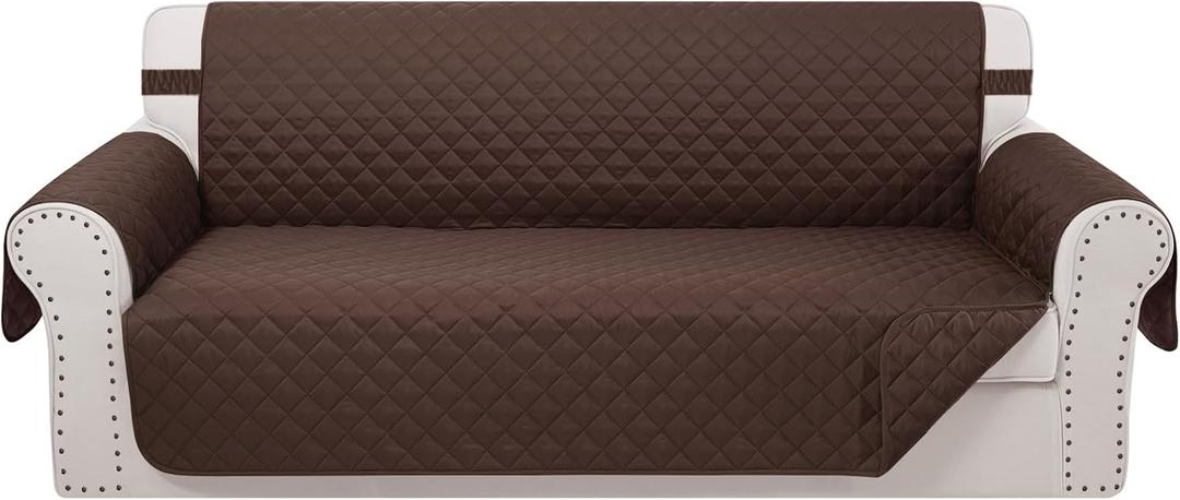 Reversible Sofa Covers Couch Cover Furniture Protector for Dogs Elastic Straps Water Resistant (Sofa, Chocolate/Chocolate)