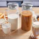 Bivvclaz 2 Liter 68 oz Glass Pitcher with Lid and Handle, Glass Carafe for Hot/Cold Water, Large Iced Tea Pitcher for Coffee, Juice and Homemade Beverage (Clear)