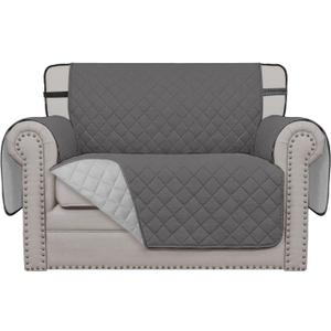 Easy-Going Reversible Chair Cover Washable Sofa Cover for Dogs Water Resistant Couch Slipcover Furniture Protector Cover with Adjustable Straps for Pets (Chair 30 in, Gray/Light Gray) (Small-XXL Chair)