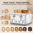 Toaster 4 Slice Retro Stainless Steel,Best Prime 4 Slice Toaster Wide Solt with 7 Shade Settings, Perfect for Waffles, Bagels and More Lainsten T-527
