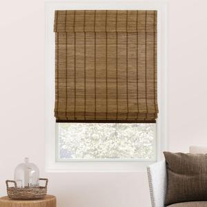 CHICOLOGY Bamboo Roman Shade, Cordless Light Filtering Woven Wood Window Treatment for Living Room, Dining Room, Kitchen & Office, Natural Bamboo Blinds for Boho Coastal Decor, Elk, 34"W x 64"H