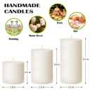 White Unscented Pillar Candles 3-Pack – Dripless & Smokeless, Long-Burning Thick Candles (2",3",4" Heights) for Weddings, Home Decor & Serene Ambiance
