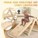 Yopnoyik Pikler Triangle Set with Cushion, 7 in 1 Toddler Climbing Toys Indoor, Montessori Foldable Climbing Set, Wooden Climbing Toys for Toddlers Inside with Ramp, Arch and Ladder (Nature Wood), Medium to Large