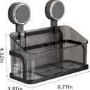 Shower Caddy Suction Cup, Removable Bathroom Organizer Shelf for Shower Storage, No Drilling Clear Square Shower Shelves, Large Capacity & Reusable, 1 pack