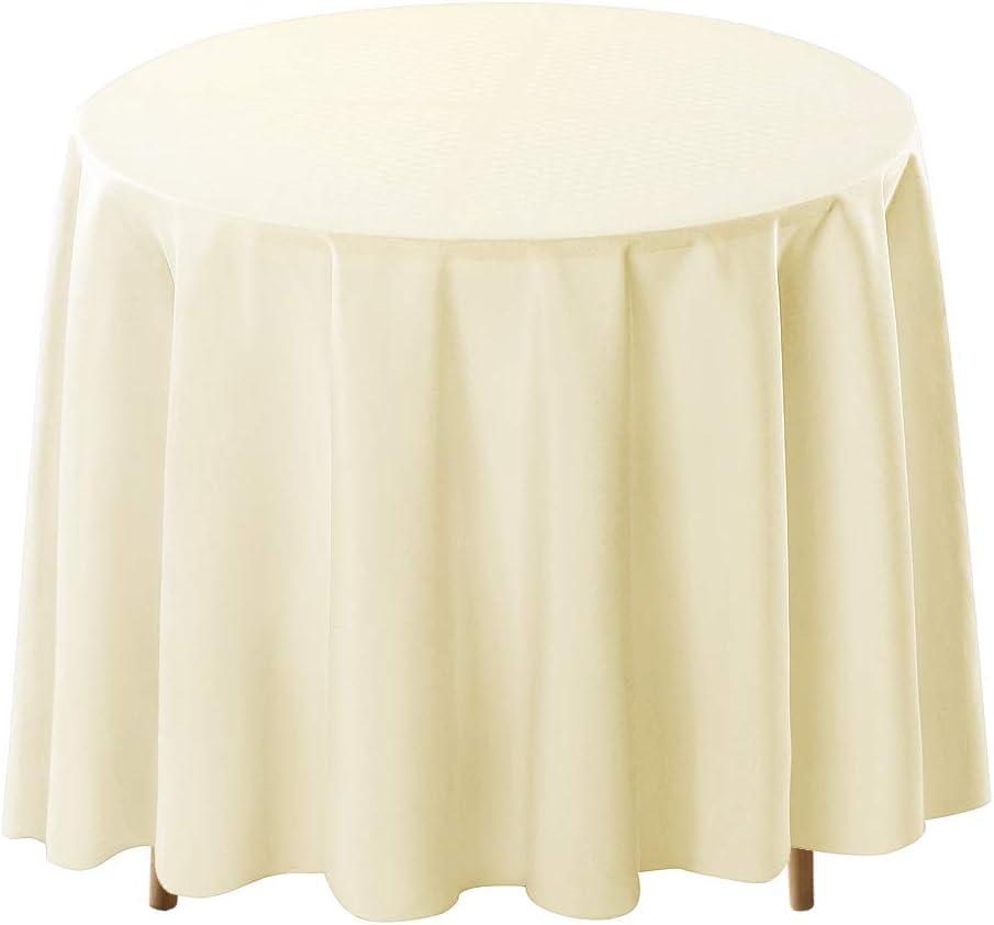 Surmente Ivory Tablecloth for Round Tables, 120-inch Round Table Cloths for Weddings, Banquets, or Restaurants