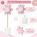 Chunful 3 Pcs Daisy Nursery Shelf Decor Boho Daisy Table Centerpieces Wooden Flower Nursery Decor Bohemian Style Standing Tabletop Decoration for Home Bedroom Bookshelf Party Gift(Pink)