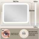 ROLOVE Lighted Makeup Mirror, 17"x13" Vanity Mirror with Lights, 10X Magnification, Gifts for Women, 3 Color Lighting Modes, Smart Touch Control, 360 Rotation for Bedroom or Tabletop (White)
