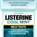 Listerine Cool Mint Alcohol-Free Mild Mouthwash, Oral Rinse Kills 99.9% of Germs That Cause Bad Breath, Less Intense Taste, Mild Mint Flavor, 1 L, Pack Of One