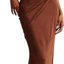 Women's Sexy Sleeveless Cut Out Maxi Dress Mock Neck Pleated Satin Zipper Back High Waist Patchwork Vest Long Dresses (Brown), Small
