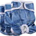 JoyDaog 3 Pack Small Dog Diapers for Female Reusable Premium Jean Puppy Wrap S