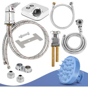 LukLoy Shampoo Bowl Sprayer Hose Replacement with Faucet Vacuum Breaker Kit Hair Shampoo Brush, 1/4" Nut Professional Salon Sink Stainless Steel Hose for Sink Bed