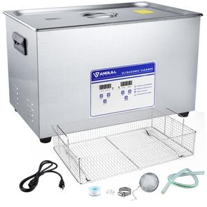Anbull 30L/8Gal 600W Industrial Ultrasonic Cleaner Machine with 304 Stainless Steel and Digital Timer Heater for Wrench Tools Industrial Parts Mental Instrument Apparatus Cleaning,100S