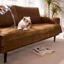 Dual Non-Slip Couch Cover for Dogs Waterproof, Fuzzy Soft Pet Couch Covers for Sofa 3 Cushion, Pet Friendly Soft Dog Bed Covers Sofa Cover Washable (Coconut, 33" x 75" 1 Pack)
