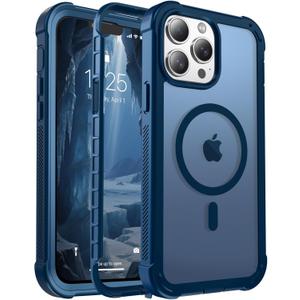Magnetic for iPhone 13 Pro Max Case, [Compatible with MagSafe][Military Grade Drop Protection][Heavy Duty Protection][Non-Slip][Shockproof] 2-Layer Durable Bumper Phone Case 6.7''-Deep Blue