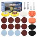 131pcs 3inch Sanding Disc Drill Polishing Kit, Sanding Attachment for Drill Grinder Rotary Tools, Dry Wet Headlight Restoration Kit for Car Polishing, Glass Finishing, Scum Removal