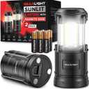 GearLight Camping Lantern - 2 Portable LED Battery Powered Lantern with Magnetic Base and Foldable Hook for Emergency Use or Campsites, Essential Hurricane Survival Kit with Batteries