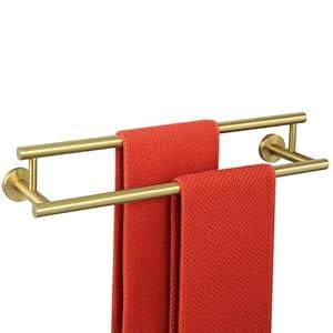 Alise Double Bath Towel Bars Towel Racks for Bathroom Lavatory, 20 Inch Towel Holder SUS304 Stainless Steel Towel Hanger Towel Rail Wall Mount, Brushed Gold, GYT6902-500-G