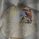 PEMAR Mother of Pearl Decorative Tray, 13" Round Display & Serving Tray with Gold Handles, Vanity/Perfume/Trinket Catchall for Dresser, Bathroom, Vanity Table (White Cream Sunlight Starburst Pattern)