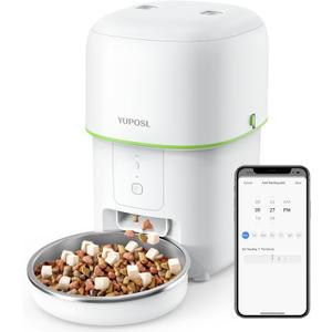 5G WiFi Automatic Cat Feeders Easy to Use - 8cup/68oz Cat Food Dispenser, Automatic Timed Cat Feeder with Dual-Band WiFi APP Control for Remote Feeding, Easy to Clean Also for Dogs (White)